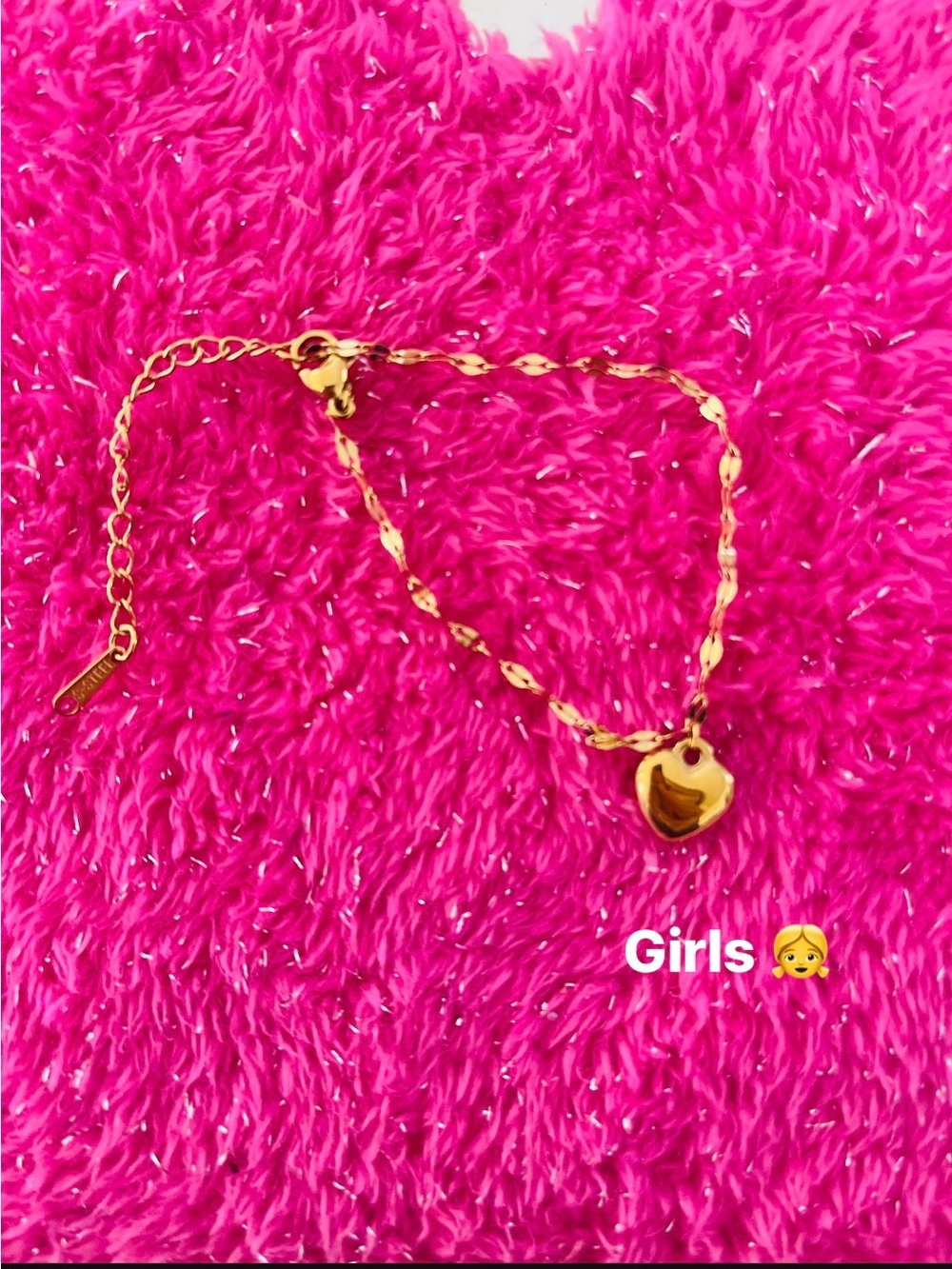 Gold Heart Charm Bracelet - Dainty Chain